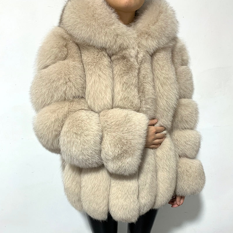 Real Fur Coats with Big Hood