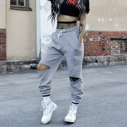 Ripped Loose Drawstring Sweatpants