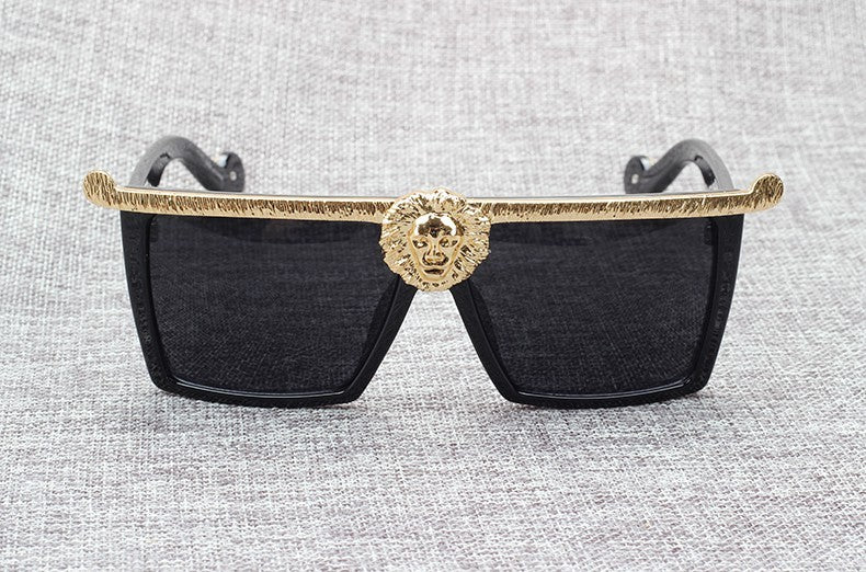 Gold Lion Head Square Frame Sunglasses