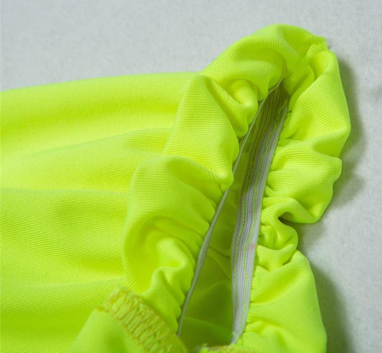 Ruched Bow Tie Basic Fluorescent Green Bodysuits