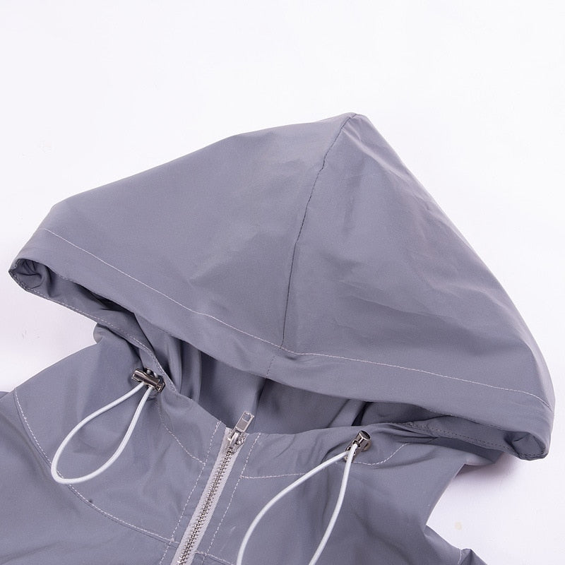 Reflective Hooded Crop Jacket