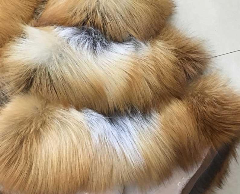 Gold Red Fox Fur Thick Collar Cape Overcoat