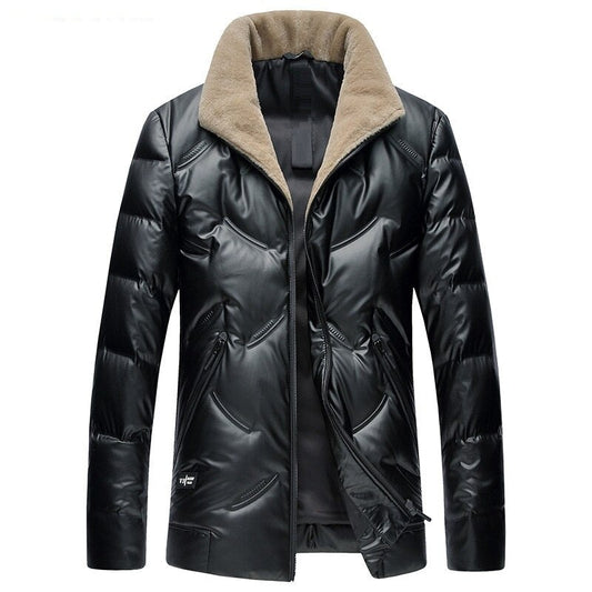 Waterproof Duck Down Puffer Jacket Faux Fur Collar