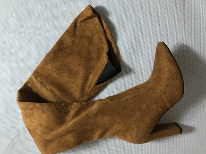 Suede Thigh High Stretch High Heel Boots (Multi-Colors)