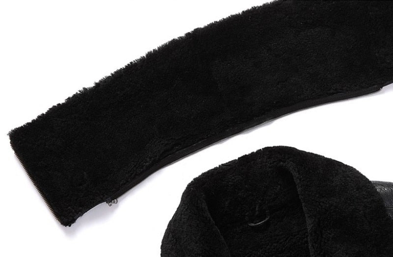 Genuine Leather Real Shearling Fur Lining Military Coats