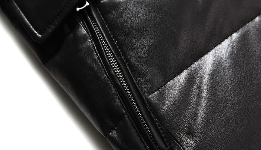 Genuine Leather Down Parka Jacket