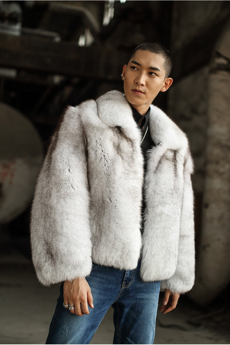 Real Fox Fur Turn-down Collar Waist Coats