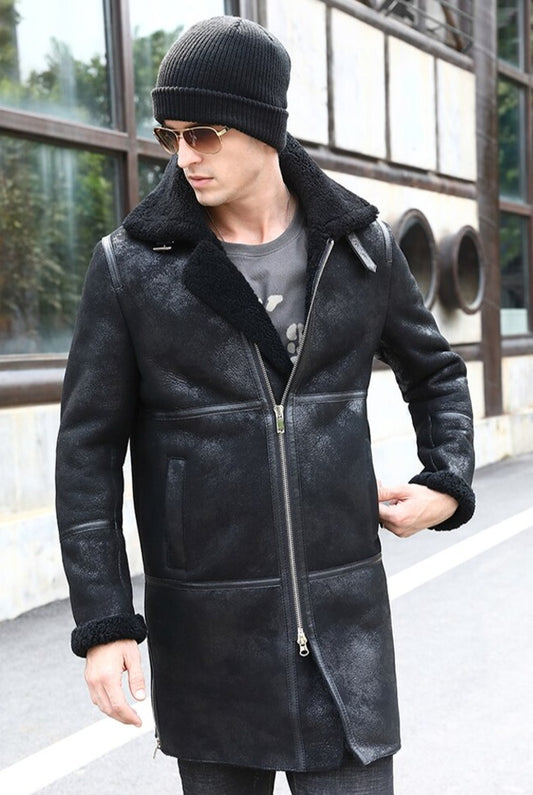 Genuine Leather Shearling Real Fur Long Coats