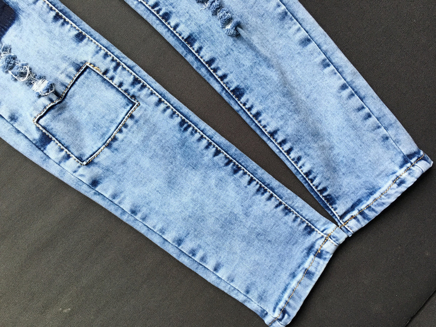 Ripped Patch Jeans Slim Fit Jeans