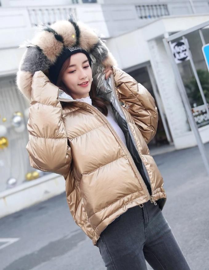 Metallic Real Fox Fur Parka Reversible Puff Jackets (Multi-Colors)