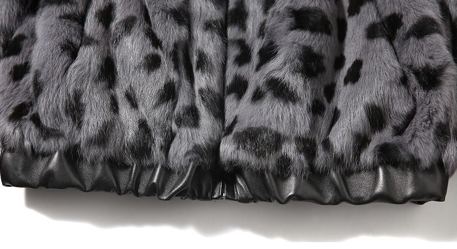 Grey Leopard Real Rabbit Fur Waistcoat