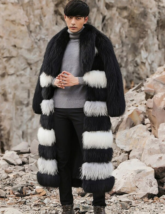 Black & White X-long Real Fur Coats