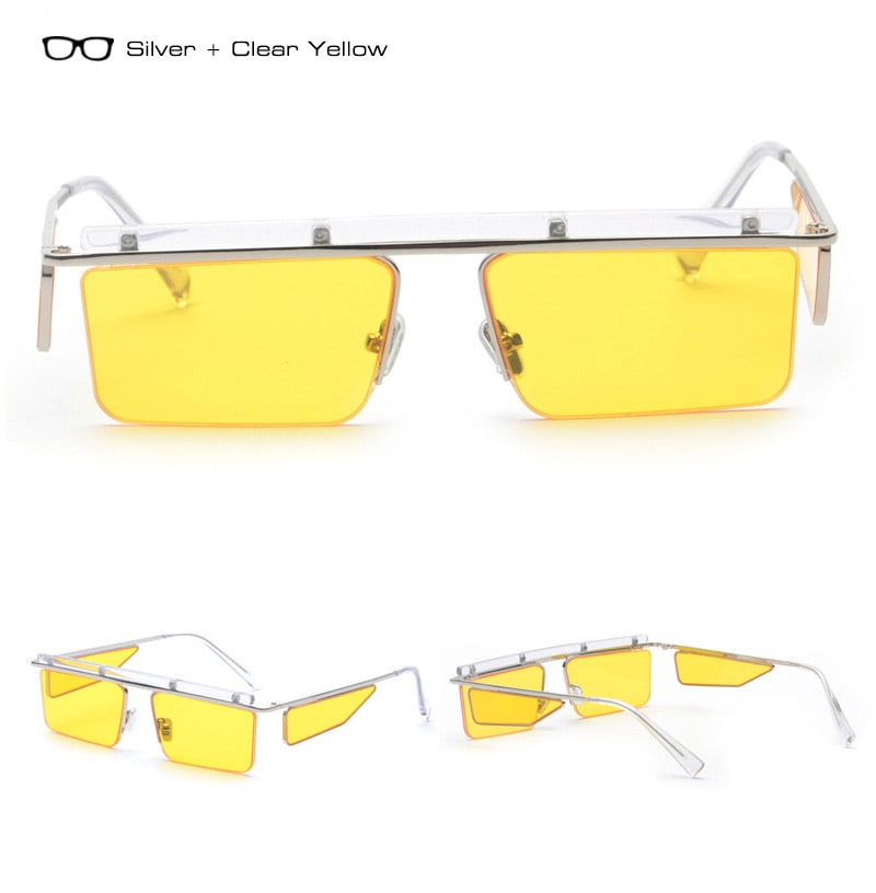 Clear Side Half Lens Square Sunglasses