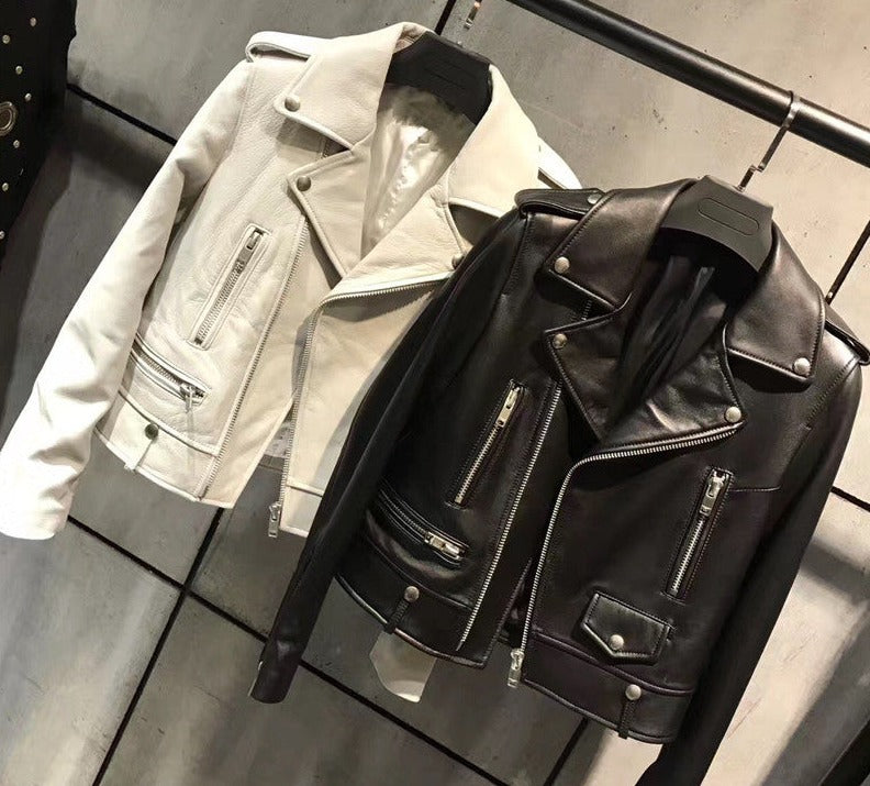 Genuine Leather Black Moto Jackets