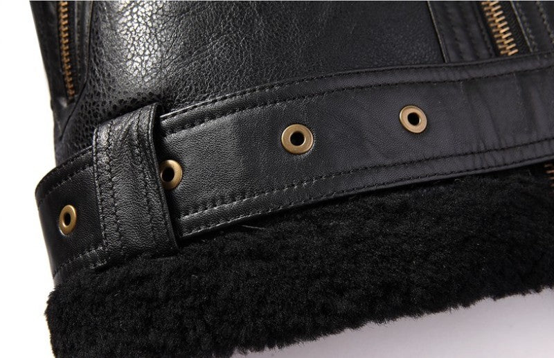Genuine Leather Real Shearling Fur Lining Military Coats