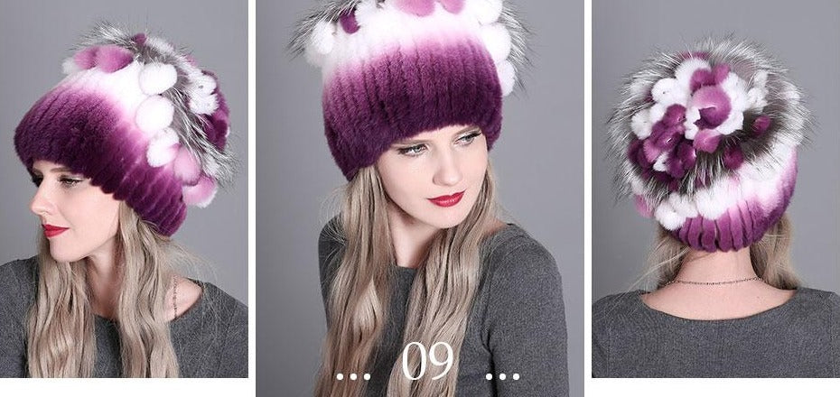 Real Rex Rabbit & Fox Fur Beanies