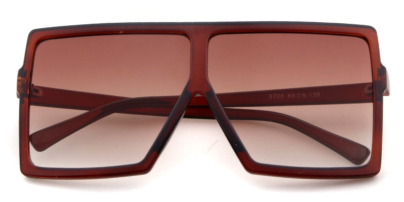 Square Frame Flat Top Over-sized Sunglasses