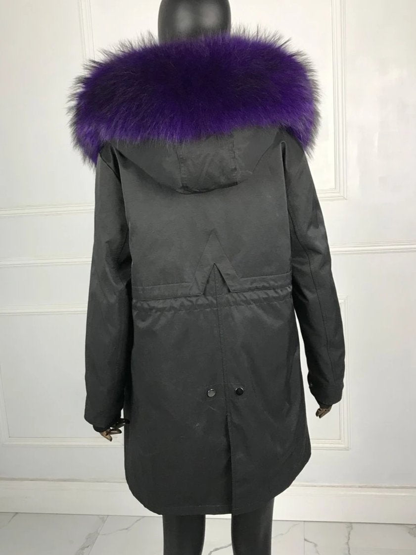 Colorful Real Rabbit Fur Lining with Fox Hood Coats (Multi-Colors)