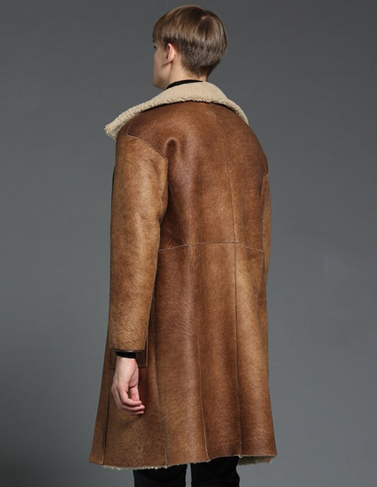 Reversible Genuine Leather Real B3 Shearling Long Coat
