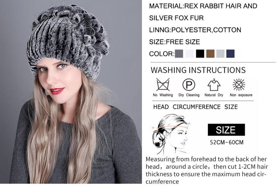 Real Rex Rabbit & Fox Fur Beanies