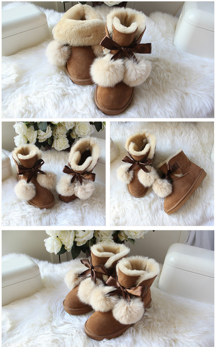 Genuine Leather Sheepskin Natural Fur Ankle Boots