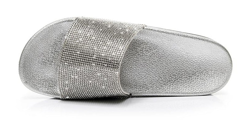 Crystal Diamond Slides With Trim Sandals