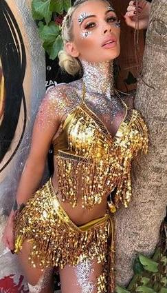 Shiny Sequins Draped 2 Pieces Skirts Sets