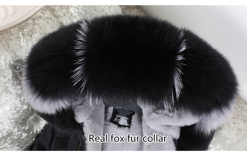 Real Fox Fur Parka Detachable Velvet Lining Coats