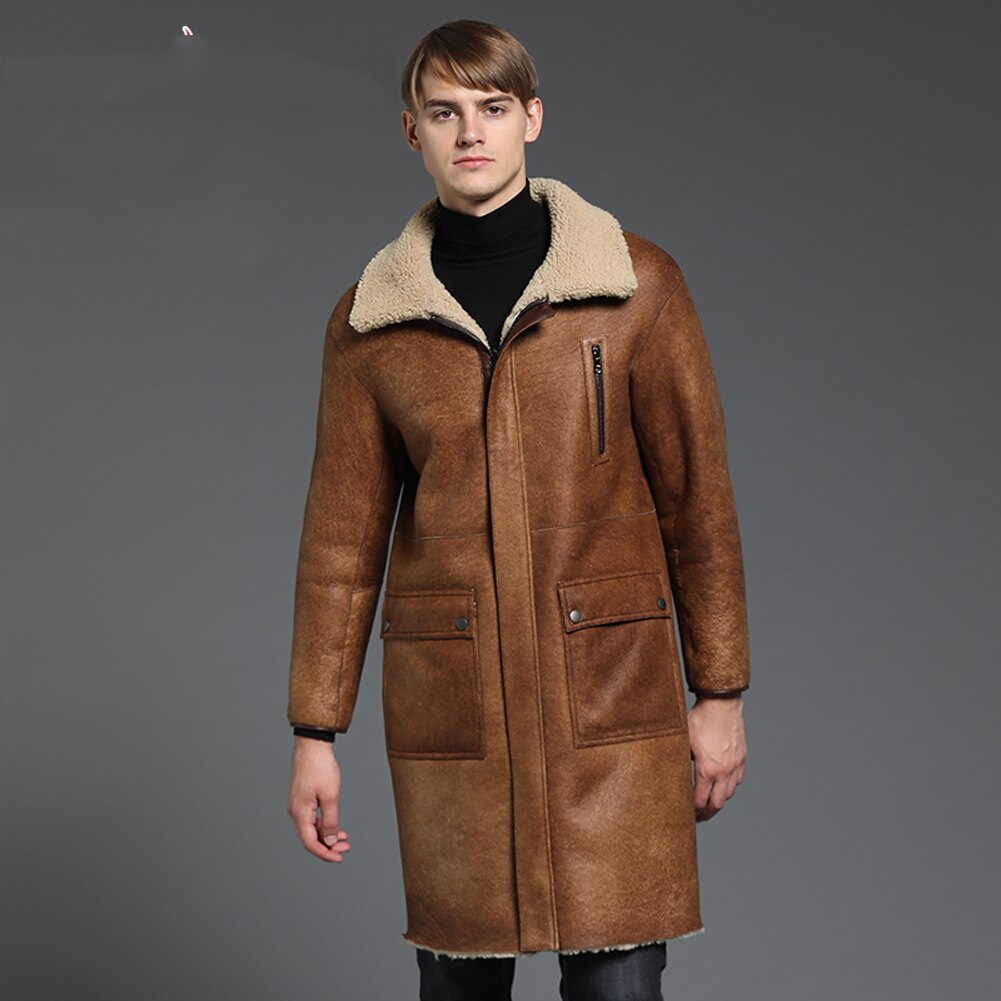 Reversible Genuine Leather Real B3 Shearling Long Coat