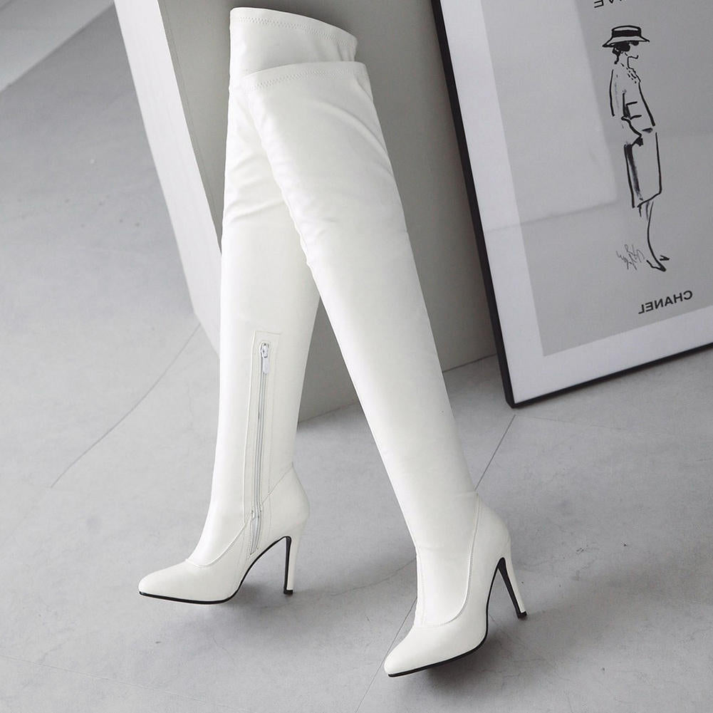 Pu Leather Over The Knee Thin High Heel Boots