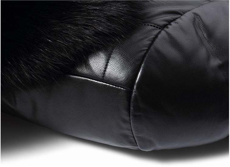 Genuine Leather Duck Down Fox Fur Collar Coats