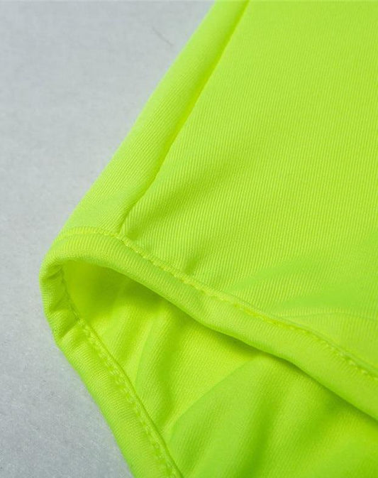 Ruched Bow Tie Basic Fluorescent Green Bodysuits