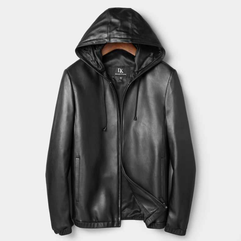 Genuine Leather Classic Hooded Short Jacket