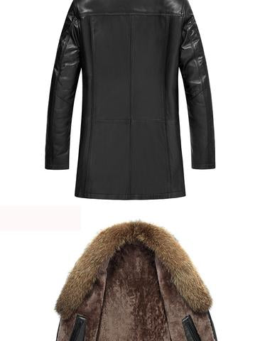 Genuine Leather Real Mink/Fox Fur Collar Shearling Fur Lining Coats