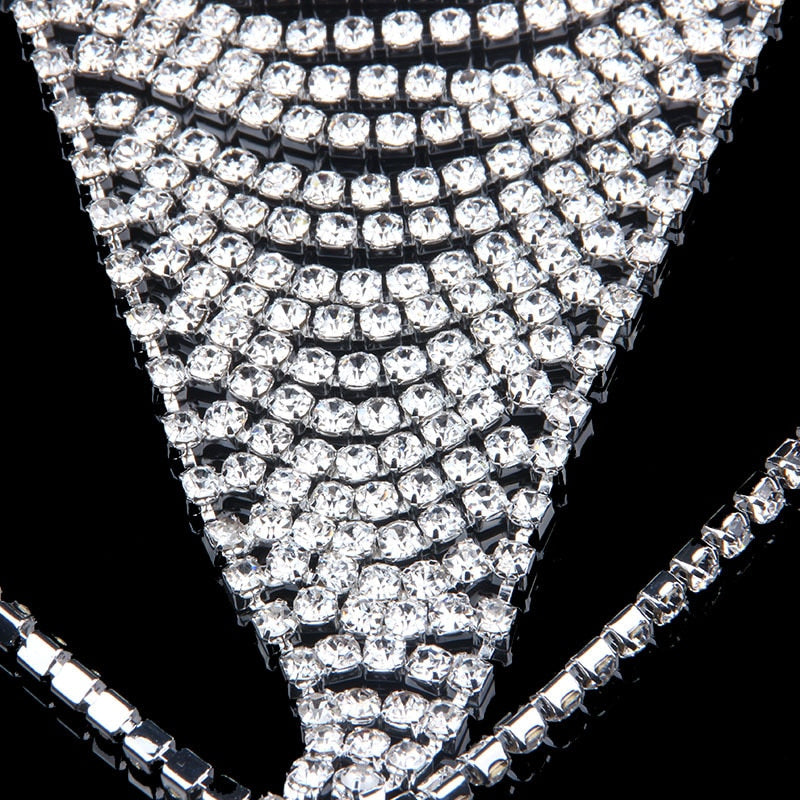 Womens Chain Thong Panties Rhinestone Diamond Crystal Body Waist