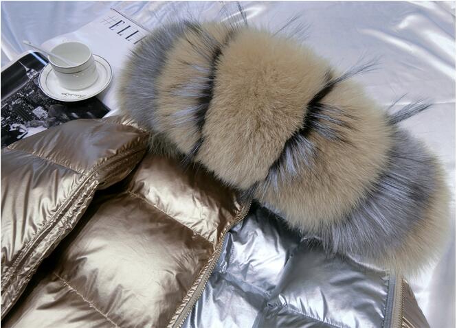 Metallic Real Fox Fur Parka Reversible Puff Jackets (Multi-Colors)