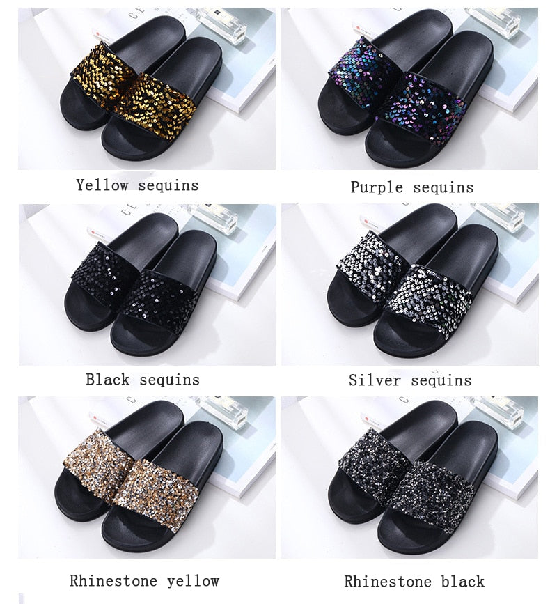 Sequin Slides Sandals (Multi-Colors)