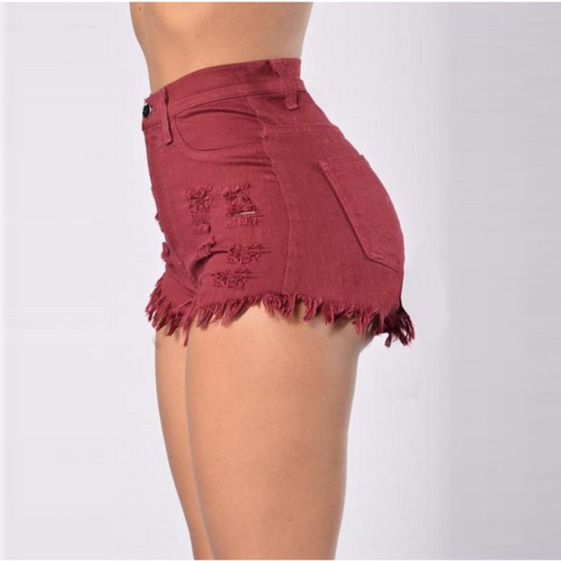 Skinny Tassel High Waist Stretch Shorts