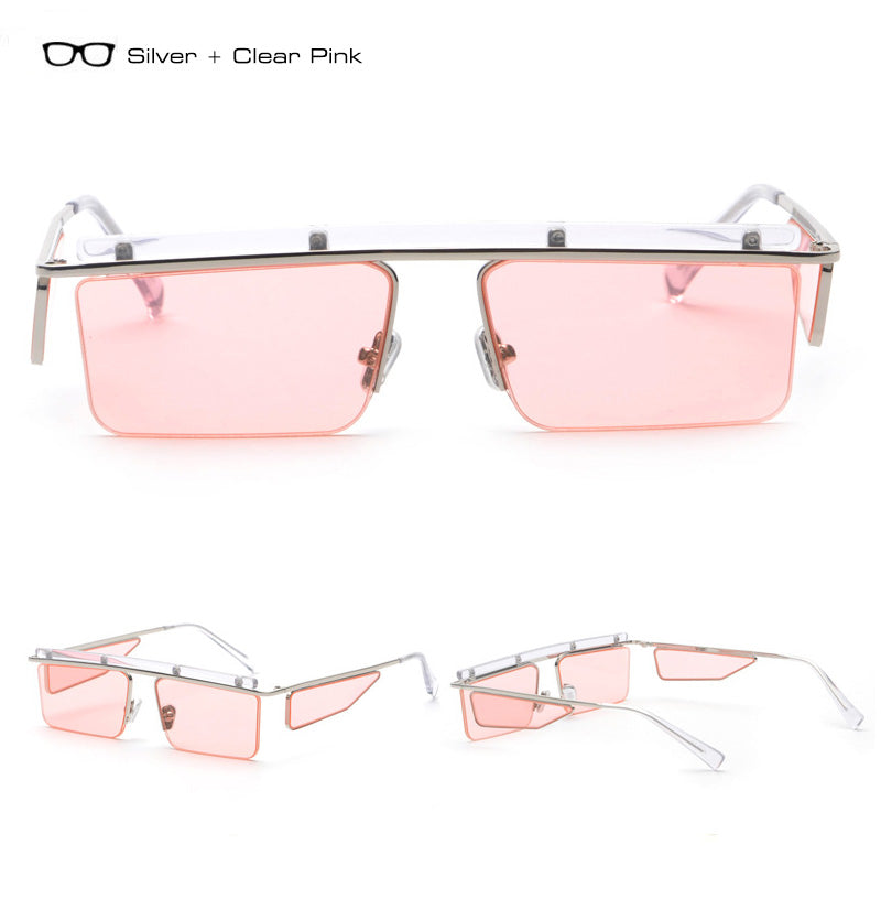 Clear Side Half Lens Square Sunglasses