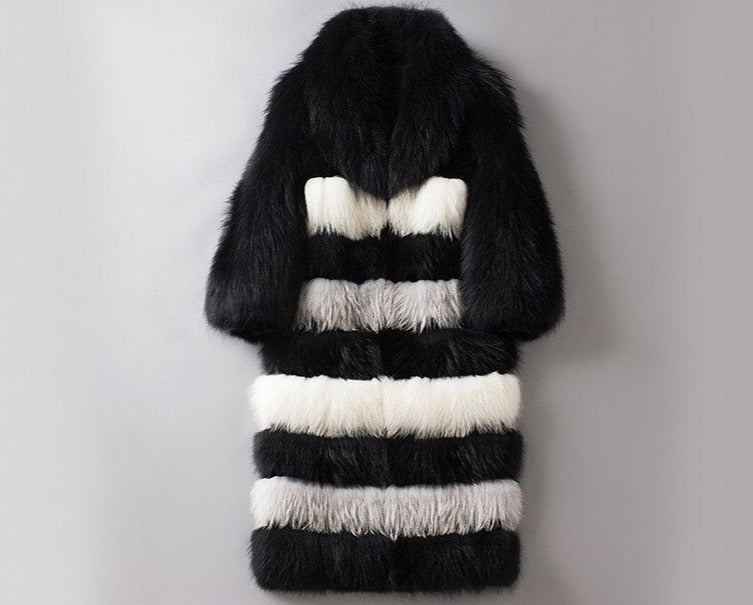 Black & White X-long Real Fur Coats