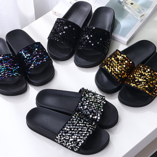 Sequin Slides Sandals (Multi-Colors)