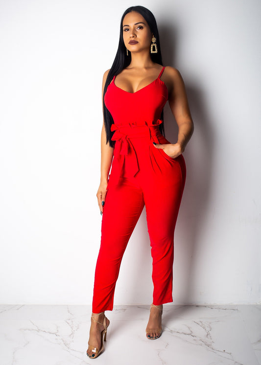Spaghetti Strap V-neck Sleeveless Backless Jumpsuits