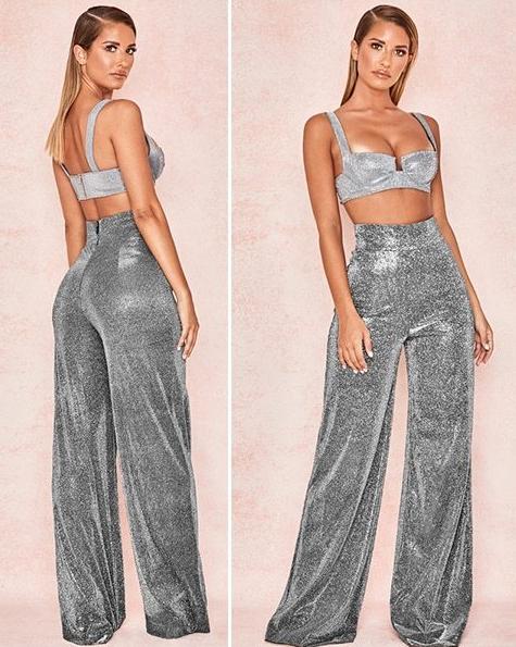 Sparkly Wide Leg High Waist Pants