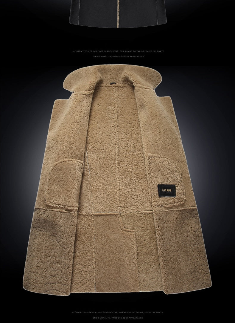 Genuine Leather Sheepskin Sherling Fur Lining Long Coats