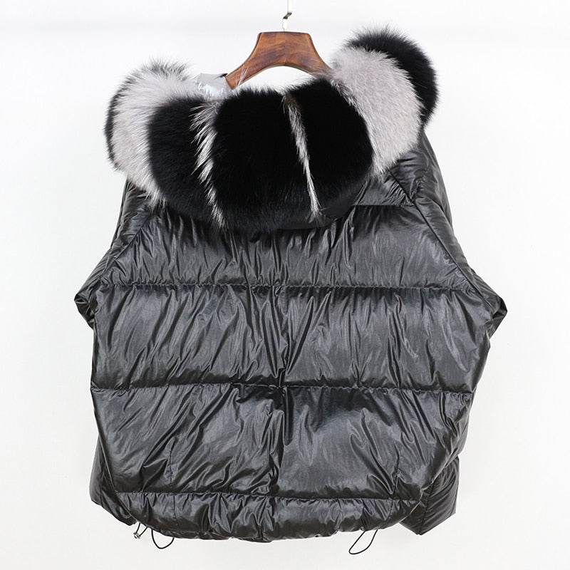 Metallic Real Fox Fur Parka Reversible Puff Jackets (Multi-Colors)