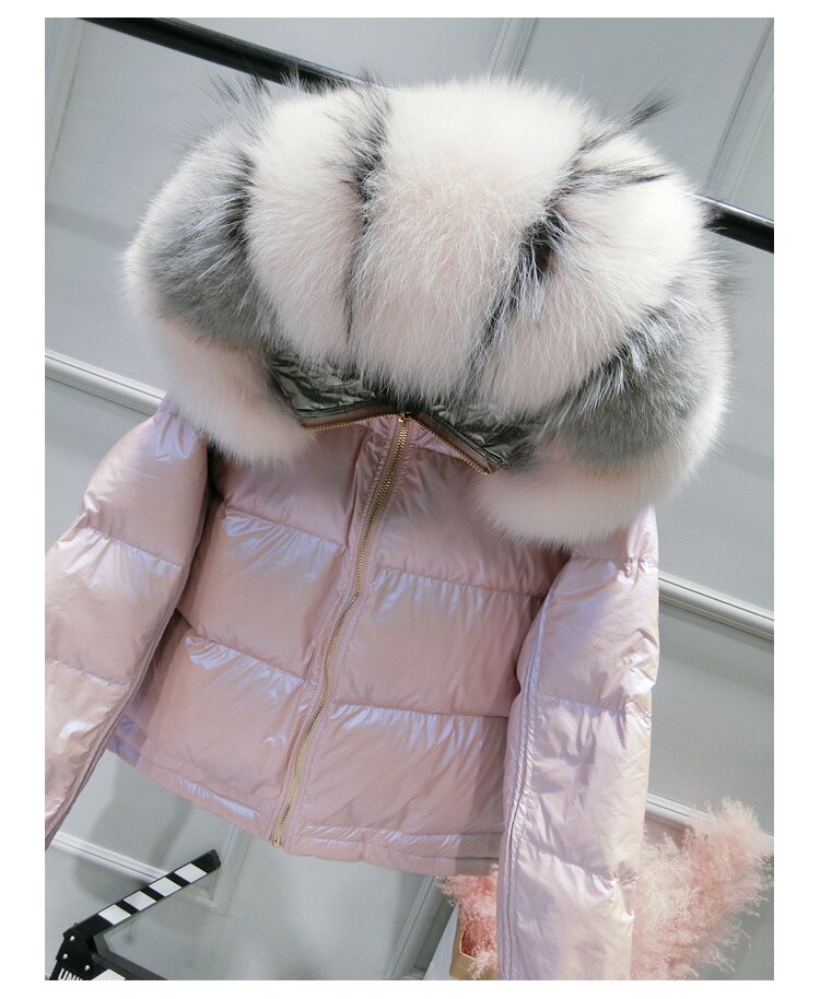 Metallic Real Fox Fur Parka Reversible Puff Jackets (Multi-Colors)