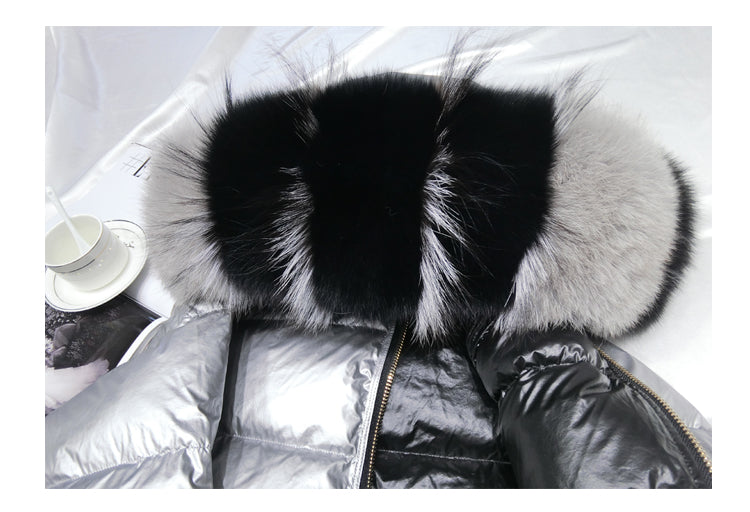 Metallic Real Fox Fur Parka Reversible Puff Jackets (Multi-Colors)