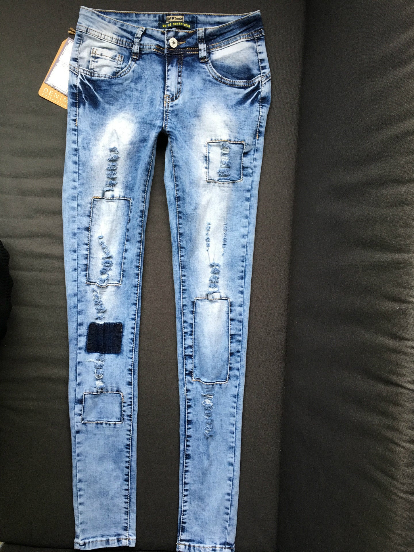 Ripped Patch Jeans Slim Fit Jeans