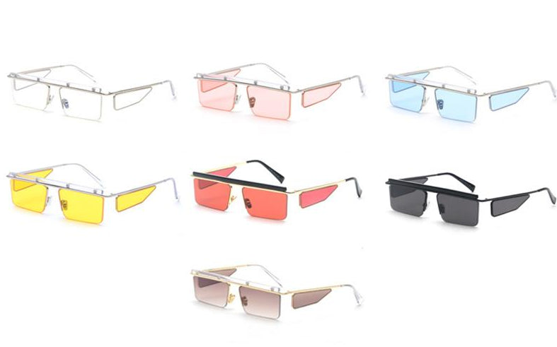Clear Side Half Lens Square Sunglasses