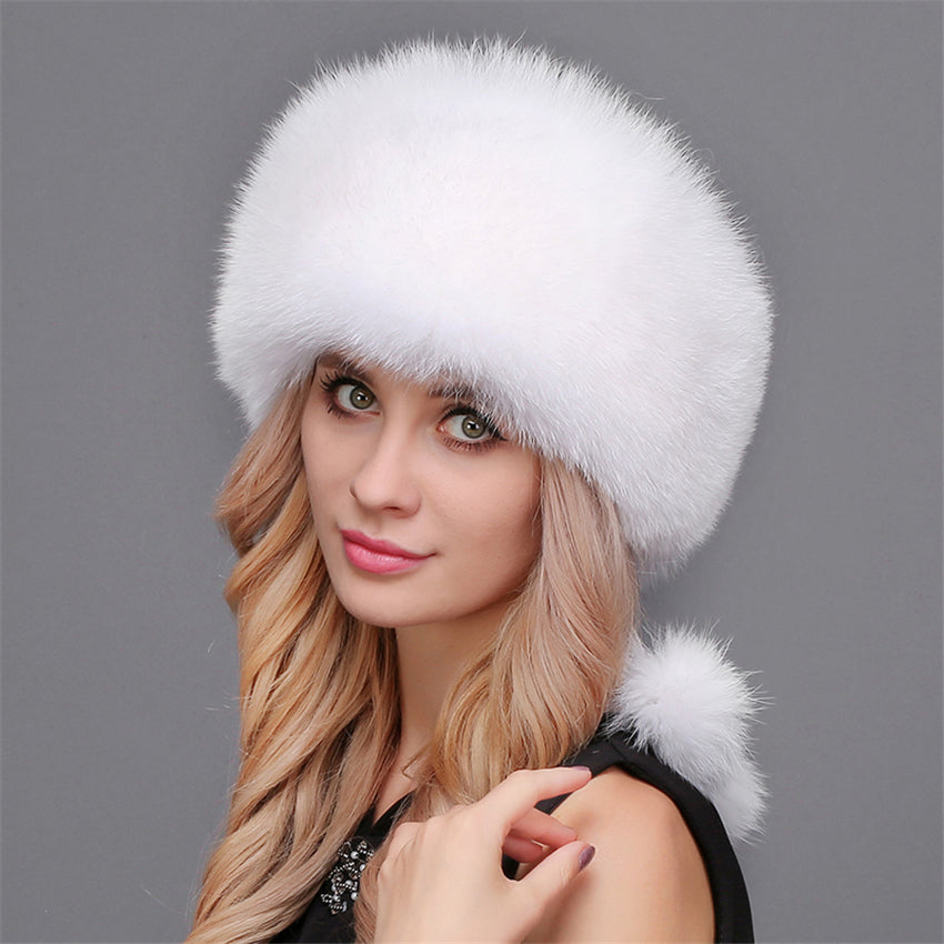Real Fox Fur Pompom Big Caps (Multi-Colors)